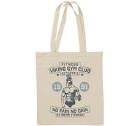 Fitness Viking Gym Club Authentic No Pain No Gain Extreme Fitness Sac fourre-tout en coton naturel Blanc