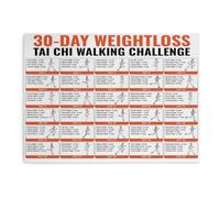 Fitness Wall Decor Tai Chi Walking Challenge Motivational Poster for All Levels Track Your Progress Art for Home Office or Gym(Framed,16X24inch(40X60cm))