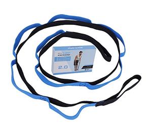 Fitness Yoga de Sangles Flexibility Stretching Strap avec 10 Boucles Multifonctions Sangle D'exercices pour Pilates Ballet Gymnastique avec Instruction D'entraînement Bleu 2 Mètres
