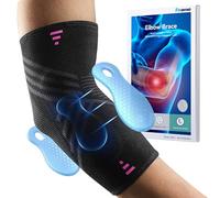 Fitomo Coudiere Tendinite, Attelle de Coude avec 2 Pads de Gel Compressif, Tissu Respirant, Anti-Glissement, Pour Tennis Elbow, Golf Elbow, 1 Unité, L