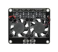 Fitooles Double module d'extension de ventilateur de refroidissement pour Raspberry 5 avec rétroéclairage LED à profil bas, panneau de refroidissement actif avec lumière d'ambiance LED