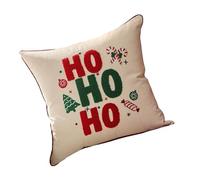 Fitooles Housse de coussin brodée de Noël en coton et lin - Taie d'oreiller décorative pour la maison, la chambre à coucher, le salon - Décoration festive