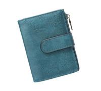 Fitooles Portefeuille court européen rétro en PU construction spacieuse bloquant l'intérieur porte-monnaie taille compacte pour femme portefeuille tendance en cuir PU, bleu