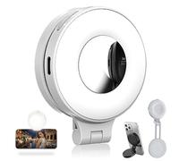 Fitquiete 3-in-1 Magnetic Beauty Selfie Light for Phones, Latest Models Magnetic Phone Light with Mirror, 360° Foldable Magnetic Fill Lights, for Makeup/Selfies/Video Recording (White)