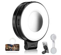 Fitquiete 3-in-1 Magnetic Beauty Selfie Light for Phones, Latest Models Magnetic Phone Light with Mirror, 360° Foldable Magnetic Fill Lights, for Makeup/Selfies/Video Recording (Black)