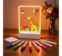 FitRepa Tableau à dessin LED lumineux rechargeable pour enfants - Tableau mémo en acrylique avec couleurs - Tableau à dessin LED avec stylo de 7 couleurs et planche à dessin avec histoires - Cadeau