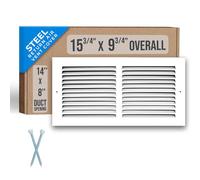 Fits 14x8 Duct Opening | Steel Return Air Grille by Handua | Vent Cover Grill for Sidewall and Ceiling | White | HVAC Cold Air Intake Grille | Outer Dimensions: 15.75"W X 9.75"H