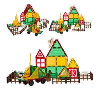 Fits4Kids Blocs Magnétiques – 76 Pièces – Jouet Créatif pour Enfants – Parfait pour l’Éducation et l’Amusement – Tuiles Magnétiques – Édition Ferme