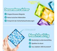 Fits4Kids Magnetic tiles - 136 pièces - Briques magnétiques Fits4Kids - Jouets de construction créatifs STEM - cubes magnétiques - Marble Adventure