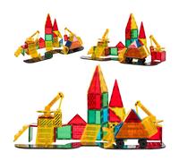 Fits4Kids Magnetic tiles - 90 pièces - Briques magnétiques - Jouets de construction créative STEM - cubes magnétiques - Construction Master