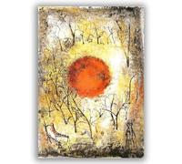 FITSEN Affiche Zao wou-ki Le soleil rouge Tableau célèbre giclée impression sur toile Toile Abstraite Art Mural Pour Salon Tableau 30 x 42 cm sans cadre