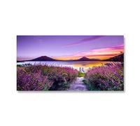 FITSEN Impressions sur toile fleur violette de lavande affiche panoramique Tableau de paysage Oeuvre d’art mural sur toile pour salon moderne 60 x 108 cm sans cadre