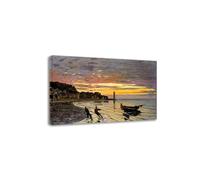 FITSEN Remorquage d'un bateau, Honfleur de Claude Monet Reproductions de Tableau impressionniste Impressions sur toile Décoration murale en toile pour salon 40 x 60 cm Encadré
