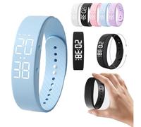 Fitsleeps Alarm Clock Watch, Vibrating Fitsleepsalarm Clock Watch For Heavy Sleepers, Waterproof Rechargeable Vibrating Wrist Alarm Clocks Activity Tracker Digital Watches Men Women(Light blue,1PCS)