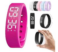 Fitsleeps Alarm Clock Watch, Vibrating Fitsleepsalarm Clock Watch For Heavy Sleepers, Waterproof Rechargeable Vibrating Wrist Alarm Clocks Activity Tracker Digital Watches Men Women(Rose red,1PCS)