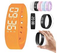 Fitsleeps Alarm Clock Watch, Vibrating Fitsleepsalarm Clock Watch For Heavy Sleepers, Waterproof Rechargeable Vibrating Wrist Alarm Clocks Activity Tracker Digital Watches Men Women(Orange,1PCS)