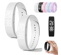 Fitsleeps Alarm Clock Watch, Vibrating Fitsleepsalarm Clock Watch For Heavy Sleepers, Waterproof Rechargeable Vibrating Wrist Alarm Clocks Activity Tracker Digital Watches Men Women(blanc,2PCS)