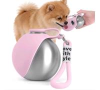 FiTspi Bouteille d'eau pliable pour voyage, bouteille d'eau portable 2 en 1 pour chiens, bouteilles en acier inoxydable et bol en silicone, distributeur de boisson anti-fuite de 285 ml pour la marche