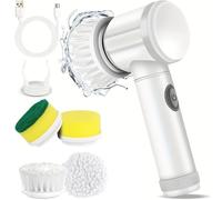 FiTspi Brosse de nettoyage électrique sans fil avec 4 brosses de douche remplaçables puissantes pour salle de bain, baignoire, cuisine, carrelage, fenêtre, vaisselle, évier