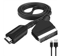FiTspi Convertisseur HDMI vers péritel avec câble USB 1 m Ligne de conversion HDMI entrée péritel sortie vidéo audio adaptateur haut de gamme 1080p pour HDTV DVD Sky Box STB Plug and Play