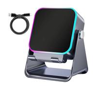 FiTspi Enceinte sans fil à induction, haut-parleur Bluetooth 5 en 1 avec support de téléphone, station audio avec lumière, support réglable à 360° pour tablette et téléphone