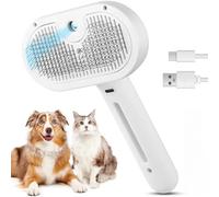FiTspi Furry Basics Brosse à vapeur 3 en 1 pour chat, peigne d'épilation pour animaux domestiques, peigne de nettoyage rechargeable pour chats et chiens (blanc)