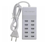 FiTspi Hargeur USB Multiple, Chargeur USB 10 Ports Alimentation USBs Station de Charge Multi-Ports 40W Hub Compatible avec iOS iOS ou Android