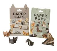 FiTspi Kit de 50 feuilles de papier pour chat et chien - Kit de papier origami à plier pour plier les figurines de chat et de chien, modèles de papier décoratif, impression 3D mignonne créative pour