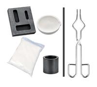 FiTspi Kit de fusion de torche 6 pièces pour raffiner l'or et l'argent et la fabrication de bijoux, comprend une barre, un moule à lingot en graphite 3 en 1, un creuset à quartz, un graphite