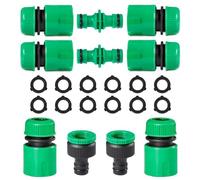 FiTspi Kit de raccord de tuyau d'arrosage - Adaptateur rapide pour robinet extérieur - 6 raccords rapides - Connecteur de robinet de 1,27 cm et 1,9 cm - Taille 2 en 1, 2 connecteurs mâles doubles