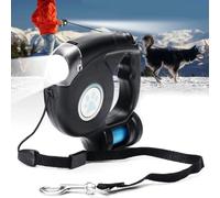 FiTspi Laisse rétractable pour chien de 4,5 m avec laisse extensible à 360° sans nœuds, poignée antidérapante, lampe de poche LED et sac poubelle, convient pour les chiens pesant jusqu'à 45 kg