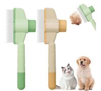 FiTspi Lot de 2 peignes démêlants pour chiens et chats en acier inoxydable courts et longs, en un clic pour nettoyer les poils et les nœuds