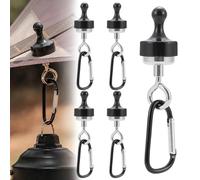 FiTspi Lot de 5 crochets magnétiques de camping, cintres robustes pour auvent avec mousqueton, crochet magnétique en forme de D pour tentes extérieures, balançoire pivotante