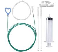 FiTspi Lot de 5 nettoyeurs de canalisations de toit ouvrant de voiture, brosse de nettoyage flexible de 300 cm avec poignée en forme de cœur, seringue, tuyau et nettoyeur de fils, nettoyeur de tuyaux