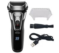 FiTspi Rasoir électrique pour homme, 3D lavable, triple lame flottante, rechargeable par USB, machine à raser le visage humide et sec