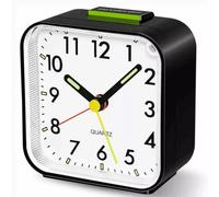 FiTspi Réveil silencieux à quartz avec veilleuse, grand écran lumineux, sans tic-tac, petite horloge de chevet silencieuse pour chambre, bureau, extérieur, dormeurs lourds