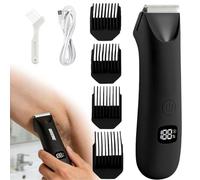 FiTspi Tondeuse à poils corporels pour homme avec 4 peignes, rasoir électrique pour poils pubiens, rasoir à balle sans fil avec lumière, rasoir rechargeable pour le corps masculin