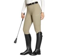 FitsT4 Sports Legging d'équitation pour femme et fille - En silicone - Avec poche pour téléphone portable et passants de ceinture - Pour l'équitation et l'entraînement des chevaux, kaki, M