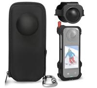 FitStill Cadre de protection en alliage d'aluminium + boîte noire PU + cache objectif en silicone pour Insta 360X4, anti-rayures et anti-poussière, ensemble d'accessoires X4