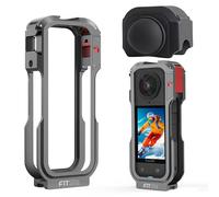 FitStill Coque de protection pour Insta360 X5, cage de protection multifonction en aluminium + couvercle d'objectif en silicone, résistant aux rayures et à la poussière, interfaces d'extension