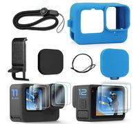 FitStill Étui en Silicone Noir pour Go Pro Hero 13 Noir, Couvercle latéral de Batterie, Capuchon d'objectif, Protections d'écran et lanière pour Go Pro Hero 13 Black, kit d'accessoires