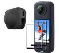 FiTSTILL Kit d'accessoires de protection pour Insta 360 X5/X4, protecteur d'écran en verre trempé + capuchon d'objectif en caoutchouc, 2 protecteurs d'écran ultra HD pour appareil photo Insta360 X5/X4