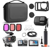FitStill Kit d'accessoires pour DJI Osmo Action 6, boîtier étanche jusqu'à 60 m + coque de protection en silicone + film de protection d'écran en verre trempé + poignée flottante + sac de transport +