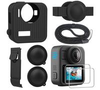 FiTSTILL Le kit de protection en silicone est uniquement compatible avec Gopro Max 2, coque de protection en silicone + film de protection d'écran + couvercle latéral de batterie + couvercle de