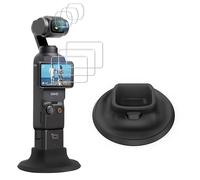 FiTSTILL Lot de films de protection en verre trempé pour DJI Osmo Pocket 3, protecteur d'objectif + protecteur d'écran + base de support en silicone, accessoires Pocket 3 avec adhésif lavable, dureté