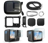 FitStill Mini étui de Transport en polyuréthane - Housse de Protection en Caoutchouc pour Go Pro Hero 13 - Noir - Coque de Rechange pour Batterie latérale - Protections d'écran, Capuchons d'objectif