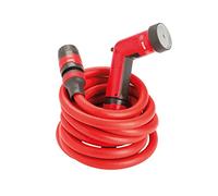 FITT Yoyo Up Tuyau d'arrosage extensible avec pistolet multi-jet et crochet pour clôtures, rouge (15M)