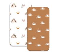 Fitted Sheet Pram Bed Sheet Fitted Sheet for Baby Cot 2 Pack 82 x 41 cm Oeko-Tex Certified Bassinet Cover Pram Mattress Protector Mattress Cover for Newborn Babies