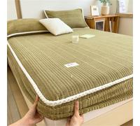 Fitted Sheet Twin Size - Plush Shaggy Ultra Soft Bottom Sheet with Deep Pocket, Warm Flannel Fuzzy Mattress Protector Cover for All Season, Strong Elastic(A-Green,150x200cm)