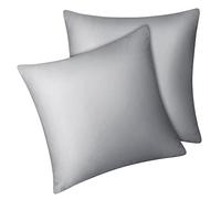 Fittia Ensemble de taies d’Oreiller en Tissu 100% Bambou Lyocell comme de la Soie Naturelle en Couleur Grise argentée avec la Taille 65x65cm